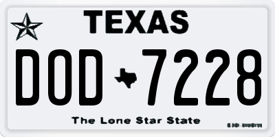 TX license plate DOD7228