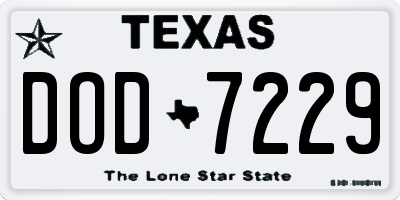 TX license plate DOD7229