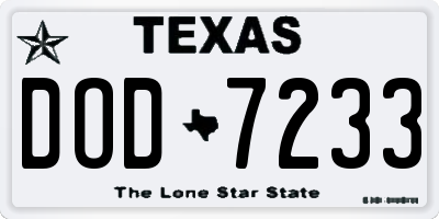 TX license plate DOD7233