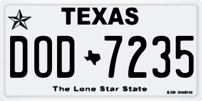 TX license plate DOD7235