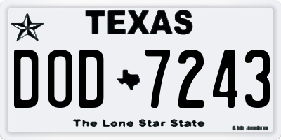 TX license plate DOD7243