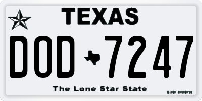 TX license plate DOD7247