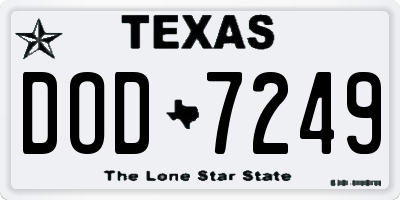 TX license plate DOD7249