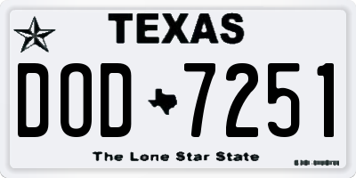 TX license plate DOD7251