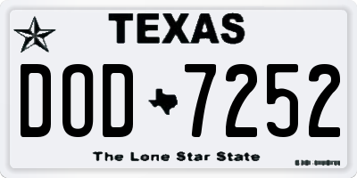 TX license plate DOD7252