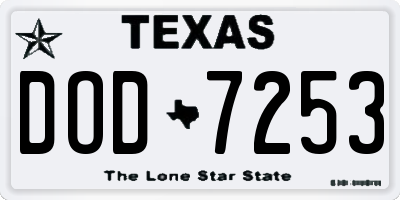 TX license plate DOD7253