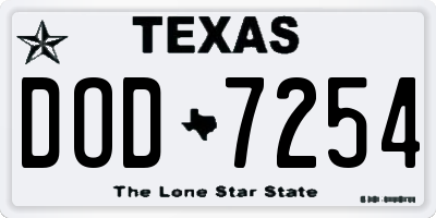 TX license plate DOD7254