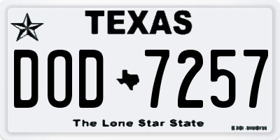 TX license plate DOD7257
