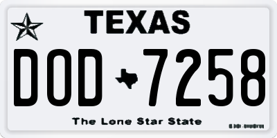 TX license plate DOD7258