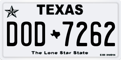 TX license plate DOD7262