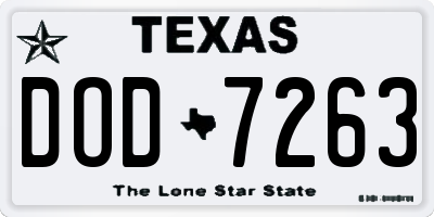 TX license plate DOD7263