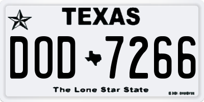 TX license plate DOD7266