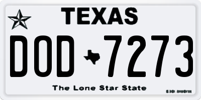 TX license plate DOD7273