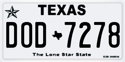 TX license plate DOD7278