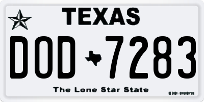 TX license plate DOD7283