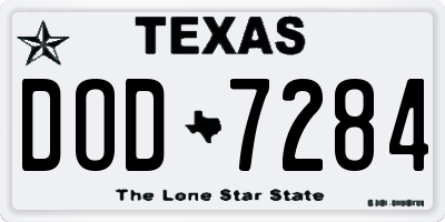 TX license plate DOD7284