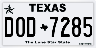 TX license plate DOD7285