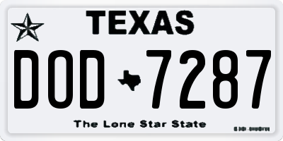 TX license plate DOD7287