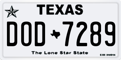 TX license plate DOD7289
