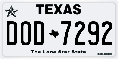 TX license plate DOD7292