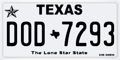 TX license plate DOD7293