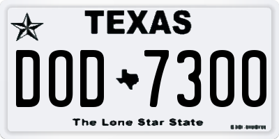 TX license plate DOD7300