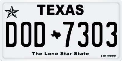 TX license plate DOD7303