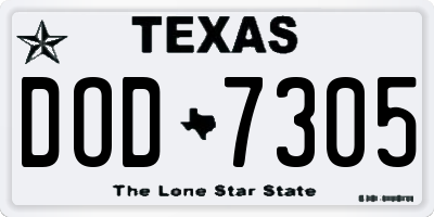 TX license plate DOD7305