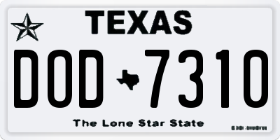 TX license plate DOD7310