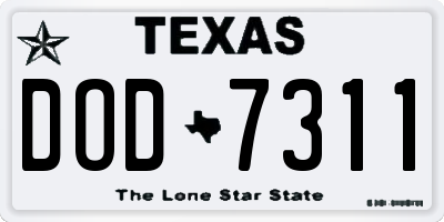 TX license plate DOD7311