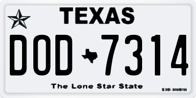 TX license plate DOD7314