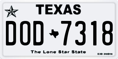 TX license plate DOD7318