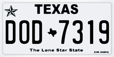 TX license plate DOD7319