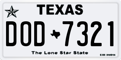 TX license plate DOD7321
