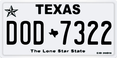 TX license plate DOD7322