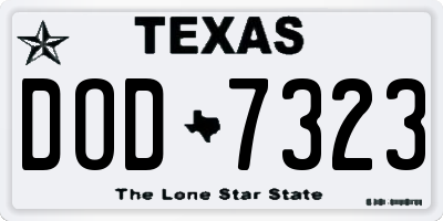 TX license plate DOD7323