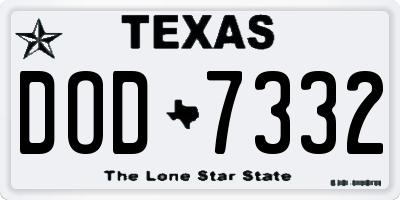 TX license plate DOD7332