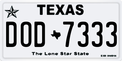 TX license plate DOD7333