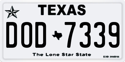 TX license plate DOD7339