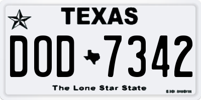 TX license plate DOD7342