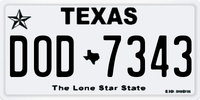 TX license plate DOD7343