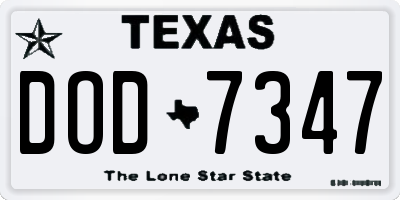 TX license plate DOD7347
