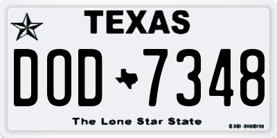 TX license plate DOD7348