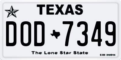 TX license plate DOD7349