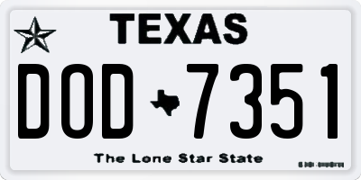 TX license plate DOD7351