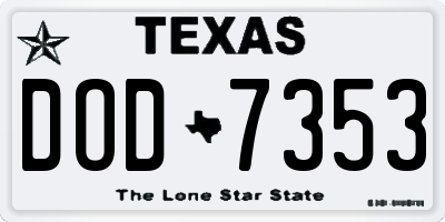 TX license plate DOD7353