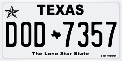 TX license plate DOD7357