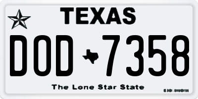 TX license plate DOD7358