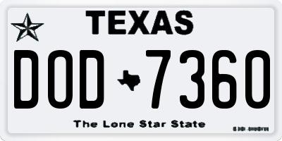 TX license plate DOD7360