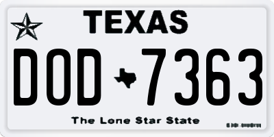 TX license plate DOD7363